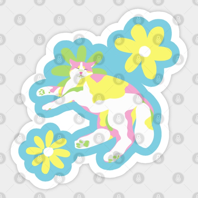 Dreaming Cat - Pastel Daisy Sticker by memore